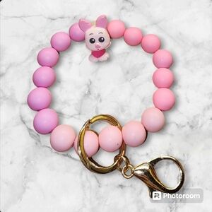 Disney NEW Upcycled Doorables Squish a Lots Piglet Keychain Wristlet